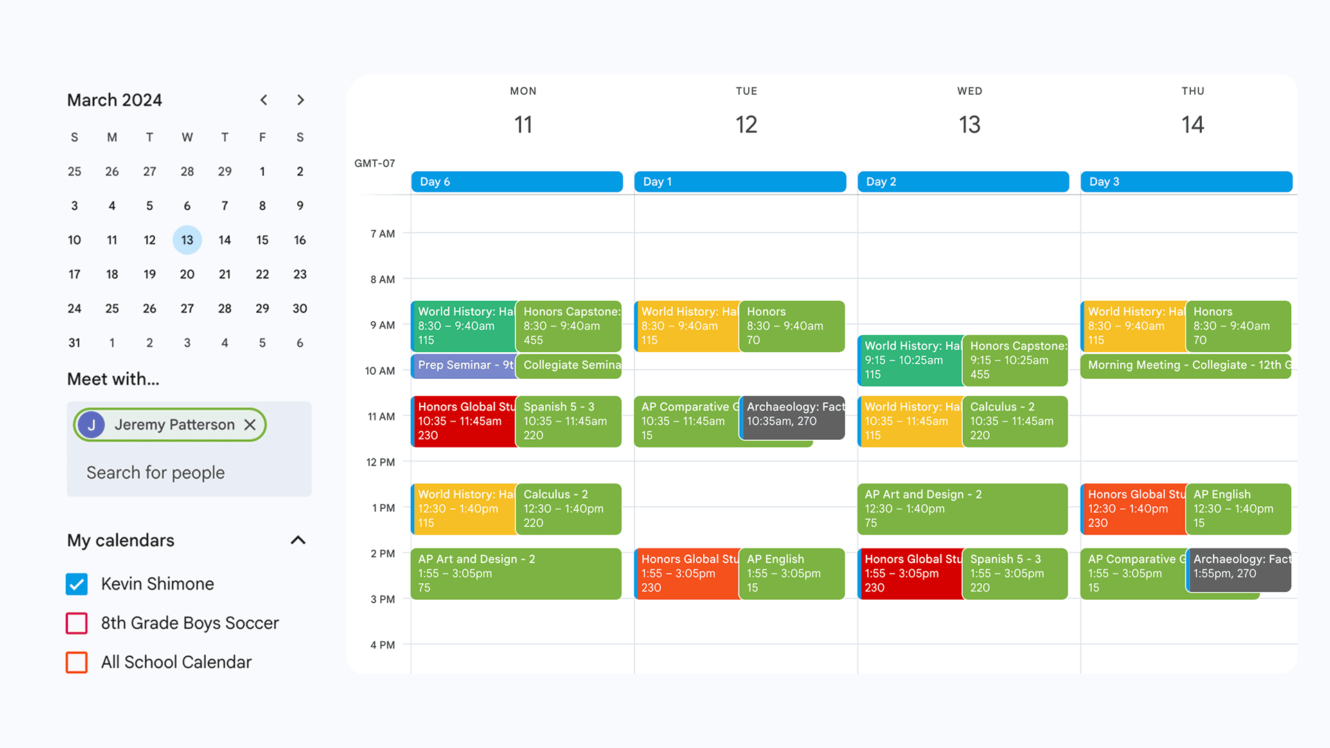 After SchoolCal - showing streamlined scheduling and organization